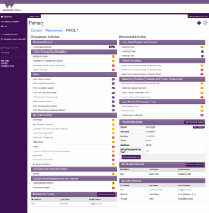 Screenshot of student dashboard