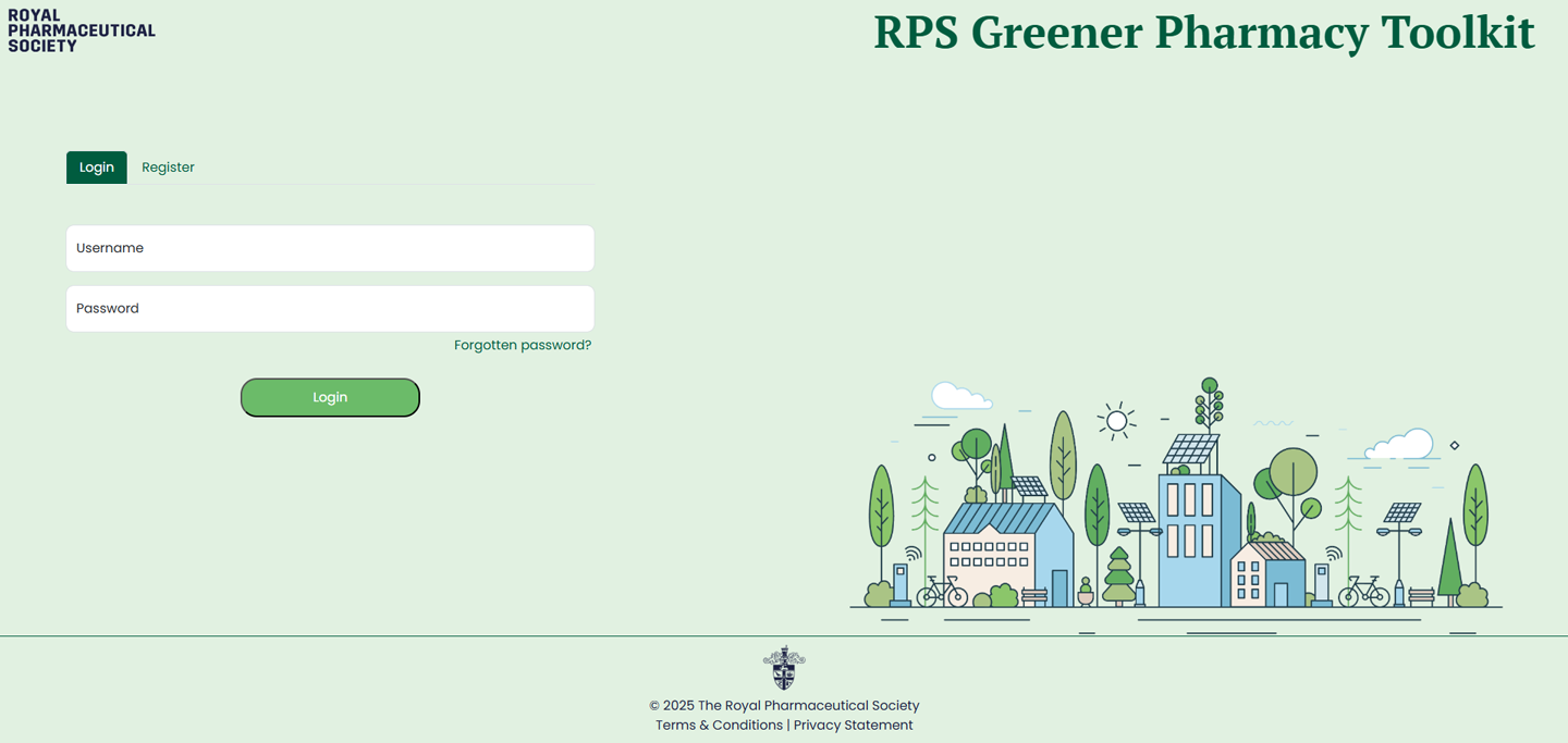 Greener Pharmacy Toolkit login page