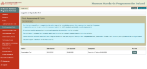 Screenshot of first assessment page